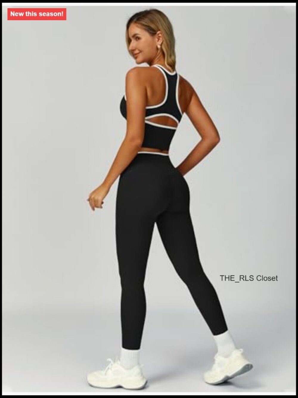 Racerback Tank Top with Built-in Bra and Tummy Control Leggings Workout Set - Picture 3 of 7